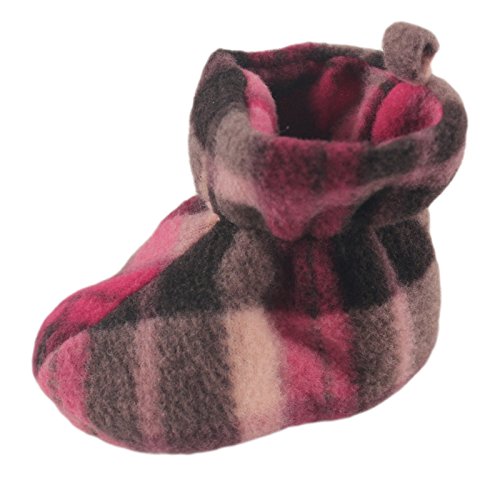 Luvable Friends Plaid Fleece Girls Cushioned Booties, Magenta Plaid, 0-6 Months