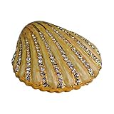 Clam Shell Shaped Jewelry Trinket Box in Czech Preciosa Crystals