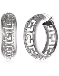 Sterling Silver Rhodium Plated OD 28 mm Stamped Earrings