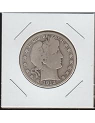 Coins: 1913 D Barber or Liberty Head (1892-1915) Half Dollar Very Fine