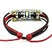Celokiy Flowers Blue Bead Multistrand Wine Red Leather Adjustable Bracelet