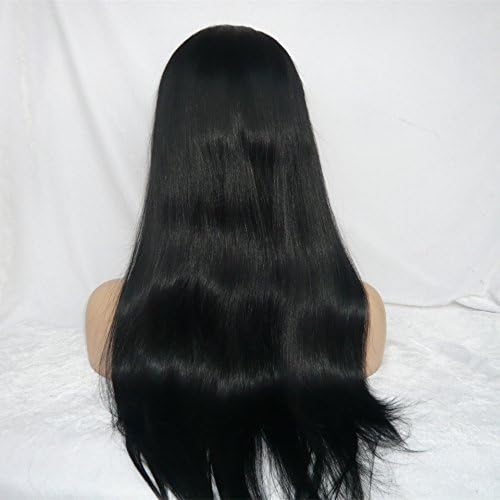 Remy Queen® Virgin Brazilian Hair Human Hair Wigs Straight Glueless Full Lace Wig for Black Women 22inch, Unprocessed natural black color (20inch full lace wig, #1 jet black hair)