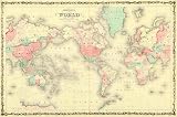Antique Map of World on Mercator's Projection, 1865