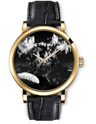 SPRAWL Aanalog Fashion Series Gold Ladies Watches of Genuine Black Leather Strap,Unique Wrist Watch for Women Girls Designed with Gavilan approaching black background