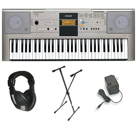Yamaha YPT320 61 Key Personal Keyboard with AC Adapter, Deluxe Keyboard Stand and Professional Headphones