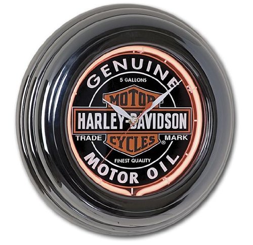 Harley-Davidson® Oil Can Neon Wall Clock. Red Neon. HDL-16617