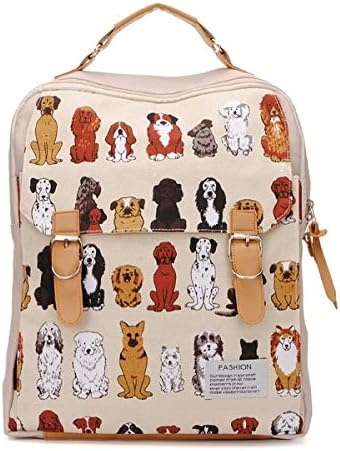 Women Cartoon Canvas Cat Dog Backpack Schoolbag