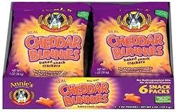 Annie's Homegrown Cheddar Bunnies Baked Crackers, 1-Ounce Snack Packs in 6-Count Boxes (Pack of 6)