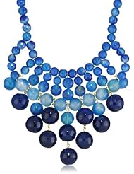 David Aubrey "LAUREN" Blue Agate Bead Bib Necklace, 14"