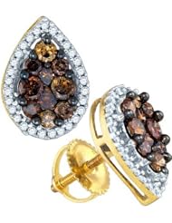 0.99CTW COGNAC DIAMOND MICRO PAVE EARRINGS