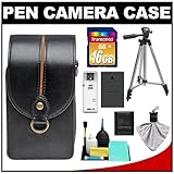 Olympus Premium Leather Style Pen Digital Camera Case (Black) with 16GB SD  ....