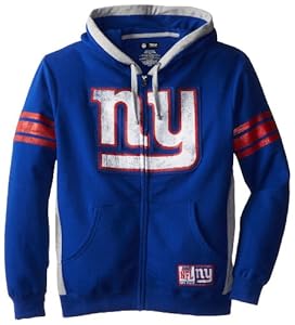 NFL New York Giants Men's Intimidating Hooded Full Zip Fleece, Deep Royal/Steel Heather, XX-Large