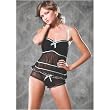 Seven 'til Midnight Mesh bustier & boyshort With ruffles S Black