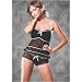 Seven 'til Midnight Mesh bustier & boyshort With ruffles S Black
