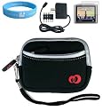 Magellan Maestro GPS Black Neoprene Carrying Case for Magellan Maestro 4210 4370 4700 Roadmate 1412 1470 + GPS Wall Charger + Screen Protector + Wristband