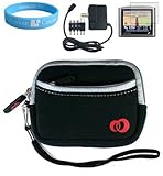 GPS Home Wall Charger + Garmin Nuvi 255W 850 765T 780 1350 Black Neoprene Carrying Case for Garmin 4.3 inch GPS + Screen Protector + Wristband