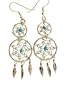 By Artist: Lorenzo Arviso Beautiful! Navajo Sterling-silver/Turquoise Double Dream Catcher dangle-earrings