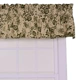 Ellis Curtain Palmer Floral Toile Tailored Valance Window Curtain, Green