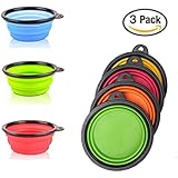 Travel Dog Bowl Collapsible, Set of 3, Pet Travel Bowl for Food & Water Bowls Collapsible Cool Colors, Lifetime Warranty, By Bemix