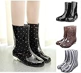 【On Dolce】 レインブーツ 長靴 レディース ショート 丈 ミドル 丈 (ドット柄ブラック/千鳥格子柄/ヒョウ柄)SH001 (ヒョウ柄, M) うる星やつら 夢の仕掛人 因幡くん登場! ラムの未来はどうなるっちゃ!?