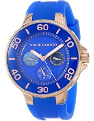 Vince Camuto Womens VC/5108RGBL Rose Gold-Tone Multi-Function Dial Blue Silicone Strap Watch