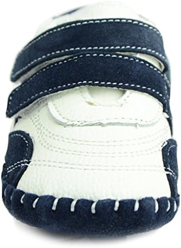Kids Child Baby Boys Genuine Leather Moccasin Slip-on Sneakers Shoes, White Blue sz21
