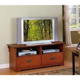 Mission Style Oak Finish Wood Plasma LCD Flat Panel TV Stand