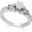 14K Two-Tone Gold Diamond Engagement Ring - 0.66 Ct.