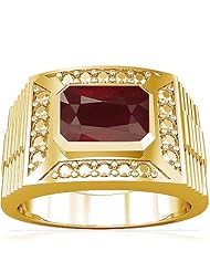 18K Yellow Gold Emerald Cut Ruby Solitaire Ring