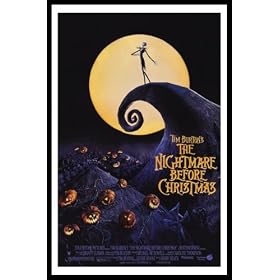 Nightmare Before Christmas Movie Tim Burton Art Black Wood-Mounted Poster Print - 11