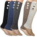 Triple Button Trimmed Classic Boot Shaft Style Ribbed Knit Soft Acrylic Leg Warmer