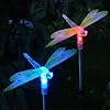 Large Fibre Optic Solar Garden Dragonfly Stake Lights, 2 Piece