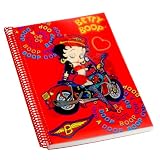 Betty Boop Lenticular 6x9 Ultra Spacious Plastic Spiral-Bound Notebook, (Blank), Changing Biker Girl Image, Red