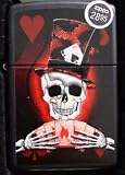 Zippo Lighter Skull Poker Player 1420 in Black Matte