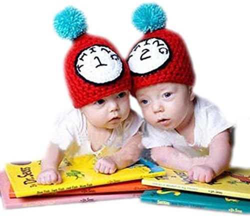 Only Faith Newborn's Cute Hand Crochet Modelling Beanie Photography Props Cap for Twins (No.1)