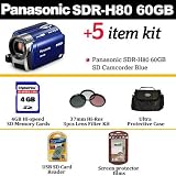 51JMJqLmgLL. SL160  Panasonic SDR H80 60GB Hard Disk Drive SD Camcorder Blue With Exclusive H80 Accessory Kit Includes 4GB Memory Card + 3 Piece Filter Kit + Case + More
