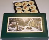 Scott's Cakes 1 lb. White Chocolate Almond Clusters in a Homestead Box