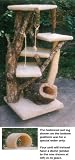 Stairway to Heaven 4 Level Rustic Cat Tree : Color GREEN : Leg Covering SISAL ROPE ON ONE LEG : Size 4 FLAT PLATFORMS, BOTTOM DOME