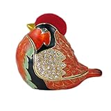 Red Bird Jewelry Box / Trinket Box with Swarovski Crystals & Pin Cushion