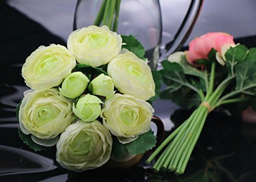 1 Set /6 Piece Bride Holding Flowers Silk Artificial Camellia Wedding Bouquet Sets (Milk White03)