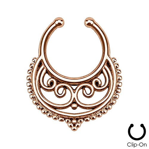Non-Piercing Septum Hanger - Crescent with Swirls Inside
