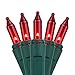 Holiday Pride Red Christmas Tree Lights with Green Wire - 100 Count Red Christmas Lights String - 22.6 Ft - Indoor and Outdoor Use - UL Listed - Static/Blinking Modes
