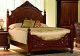 Queen Size Bed Oak Finish Wood Bedroom Room Frame