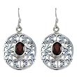 Sterling Silver Garnet Gemstone Jeweley Dangle-Earrings1.5 inches