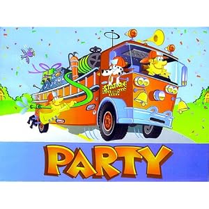 Fire Truck Party Invitations - 16 Cnt. by 