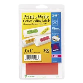 Avery Print or Write Color Coding Labels - Removable adhesive labels - neon assorted - 1... by Avery