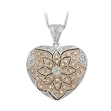 14K Two Tone Gold 1/5 ct. Diamond Heart Locket Pendant with Chain - 16''