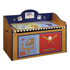 Kid's Storage Toy Box Playoffs Collection in Walnut Finish
