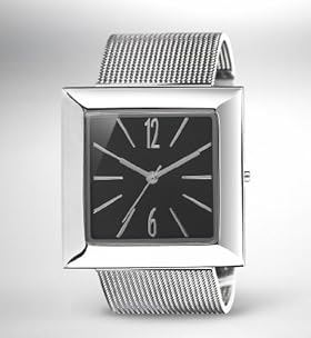 Square Face Mesh Strap Slim Watch