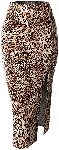 SJSP Womens Mini Bodycon Pull on LEOPARDBROWN Tight Skirt,L